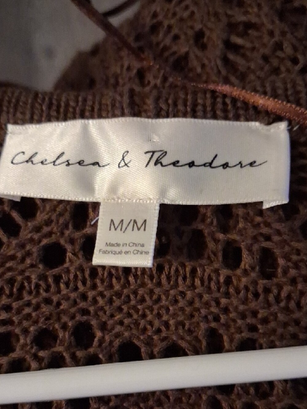 Chelsea & Theodore Chocolate Brown Open-Knit Long Cardigan - Picture 2 of 4